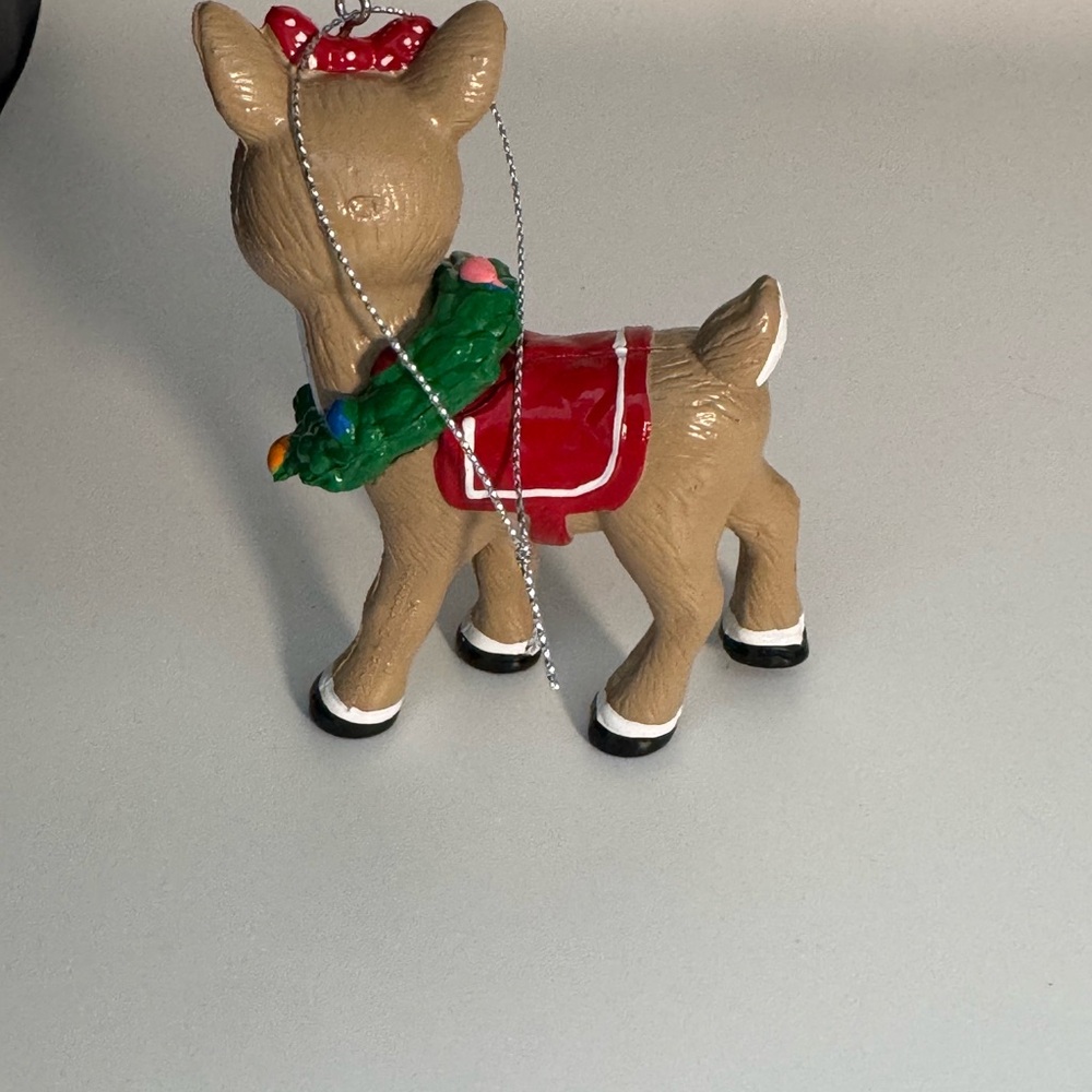 Rudolf Reindeer Christmas‎ Ornament with Red Bow - Picture 5 of 6